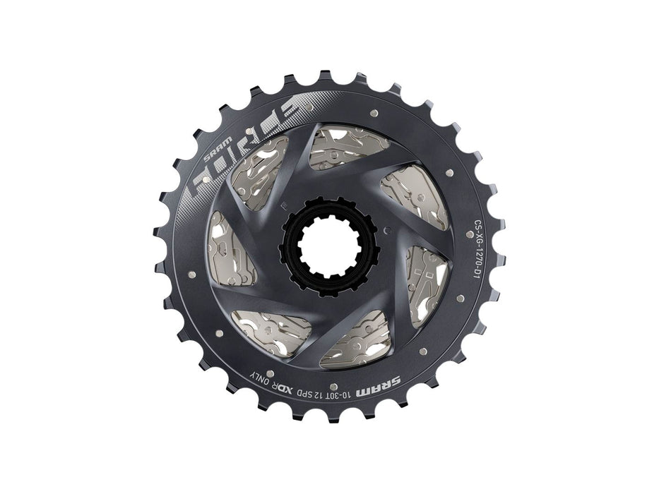 SRAM Force AXS XG-1270 Cassette - 12-Speed 10-30t Silver For XDR Driver Body D1