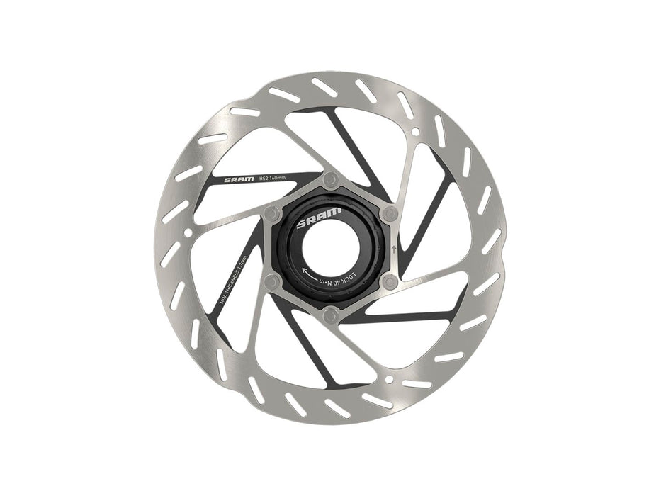 SRAM HS2 Disc Brake Rotor - 160mm Center Lock Rounded Silver/Black