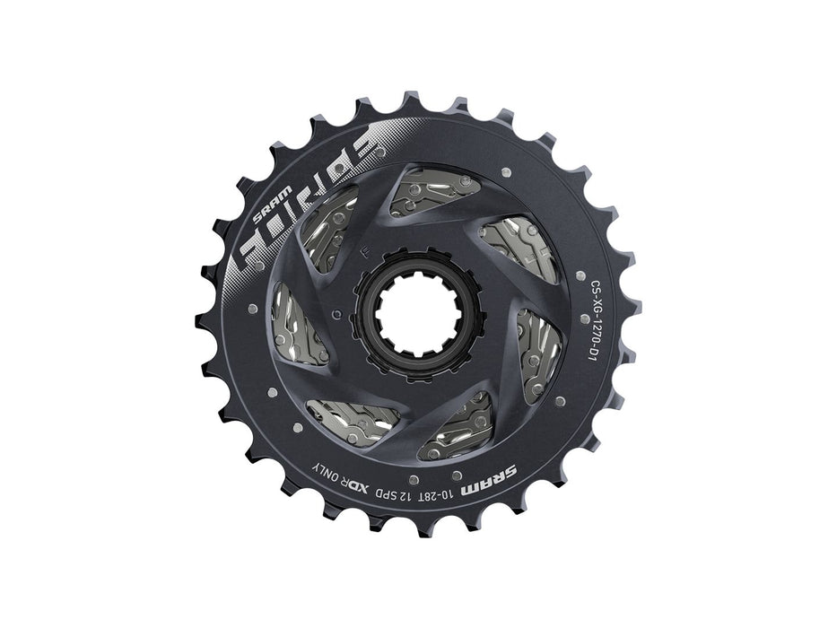 SRAM Force AXS XG-1270 Cassette - 12-Speed 10-28t Silver For XDR Driver Body D1