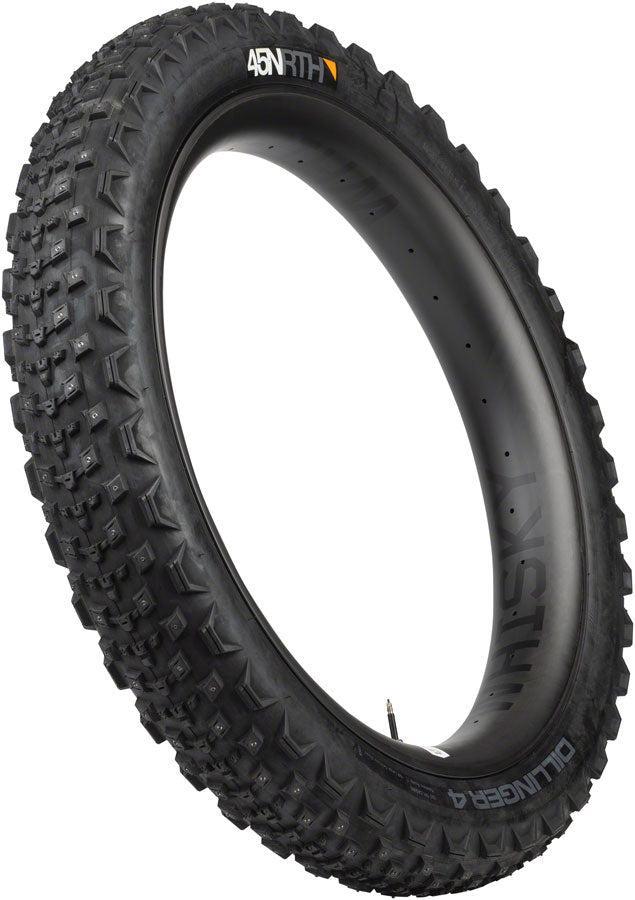 45NRTH Dillinger 4 Tire - 27.5 x 4.0 Tubeless Folding BLK 120 TPI 168 Large Concave Carbide Aluminum Studs