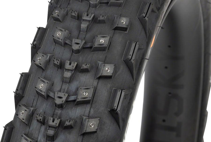 45NRTH Dillinger 4 Tire - 27.5 x 4.0 Tubeless Folding BLK 120 TPI 168 Large Concave Carbide Aluminum Studs