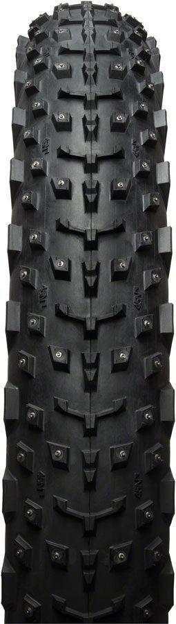 45NRTH Dillinger 4 Tire - 26 x 4 Tubeless Folding BLK 120 TPI 240 Concave Carbide Aluminum Studs