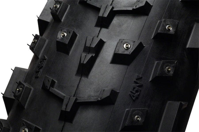 45NRTH Dillinger 4 Tire - 26 x 4 Tubeless Folding BLK 120 TPI 240 Concave Carbide Aluminum Studs