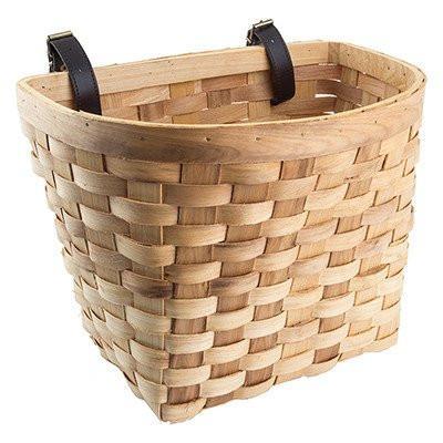 Sunlite Classic Wooden Front Bicycle Basket Natural Finish-Voltaire Cycles