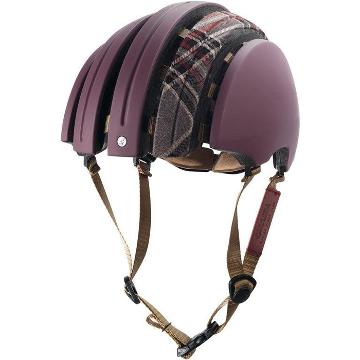 Brooks Carrera Foldable Bicycle Helmet - Red Must/ Grey Tartan-Voltaire Cycles