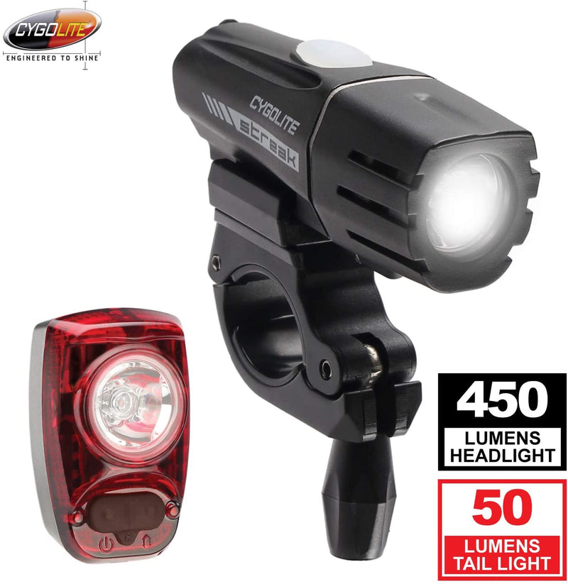 Cygolite Streak 450 Lumen Headlight & Hotshot SL 50-Voltaire Cycles of Central Oregon
