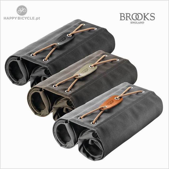 Brooks Brick Lane Roll-Up Pannier - Canvas w/Leather Belts - Black-Voltaire Cycles