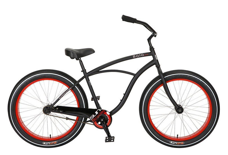 Baja Cruz - beach cruiser single-speed bicycle in black/red-Voltaire Cycles
