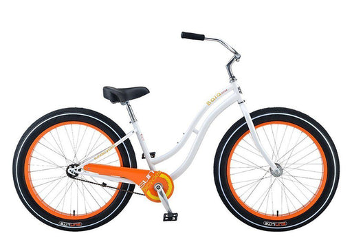 Baja Cruz - beach cruiser single-speed bicycle in white/orange-Voltaire Cycles