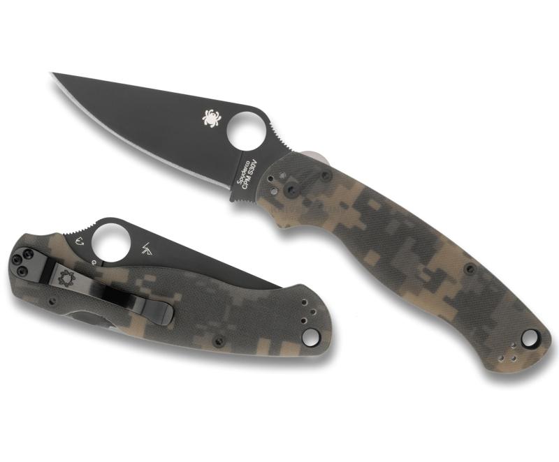 Spyderco Para-Military 2 Black Plain Edge with G10 Camo Handle - C81GPCMOBK2-Voltaire Cycles