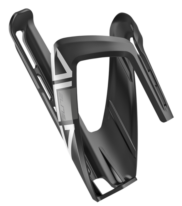 Elite Ala Bottle Cage 'Glossy Black, White Graphic'-Voltaire Cycles of Central Oregon