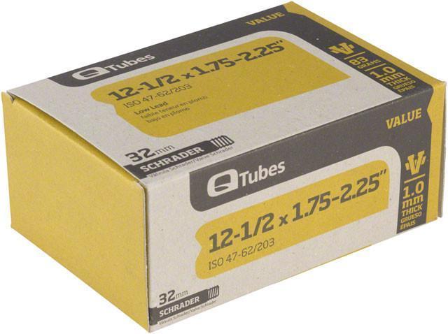Q-Tubes Value Series Tube with Low Lead Schrader Valve: 12-1/2" x 1.75-2.125"-Voltaire Cycles