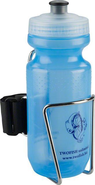 TwoFish QuickCage Water Bottle Cage: Stainless, 21oz Bottle Included-Voltaire Cycles