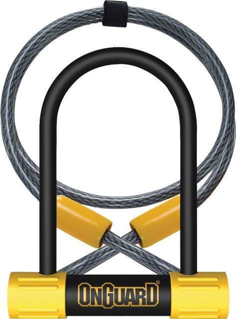 OnGuard Bulldog Mini DT U-Lock with Cable: 3.5 x 5.5", Black/Yellow-Voltaire Cycles