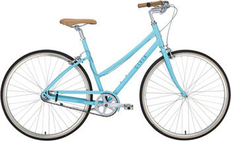 Civia Lowry Step Thru Single-Speed Bike: Light Blue/Gray MD-Voltaire Cycles