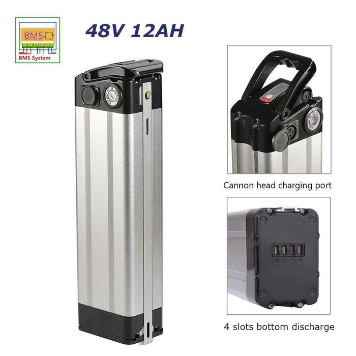E-Bike Battery - 48v 12ah Lithium-Ion Silverfish Case-Voltaire Cycles