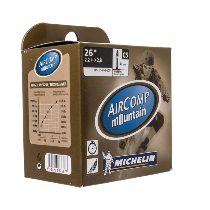 Michelin AirComp Mtn Tube, 26x2.1-2.5" 40mm Presta Valve-Voltaire Cycles